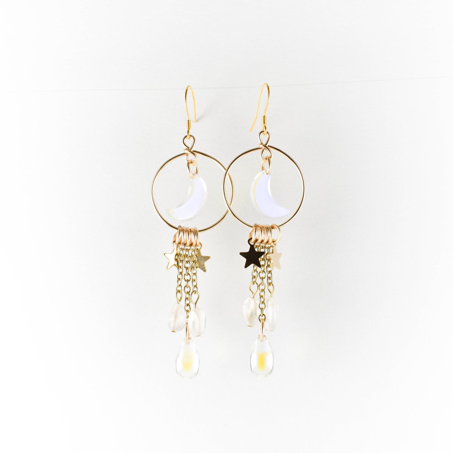 Golden Opalite Moon and Star Earrings