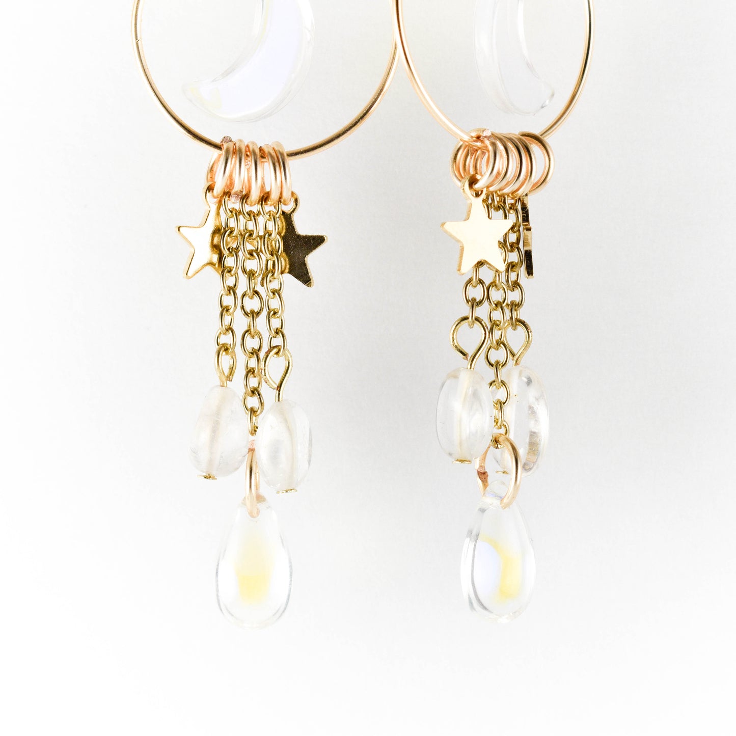 Golden Opalite Moon and Star Earrings