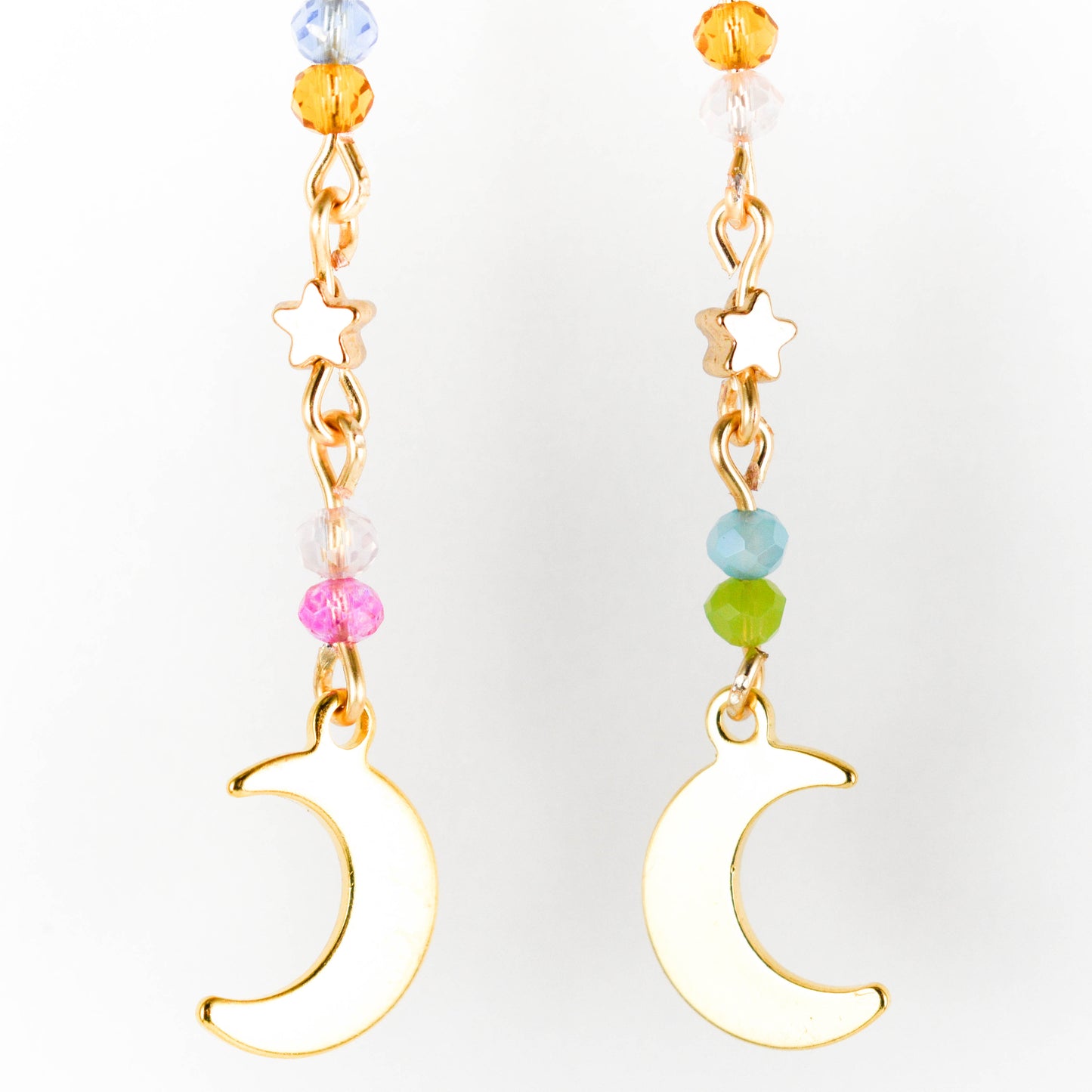Colorful Moon and Star Earrings