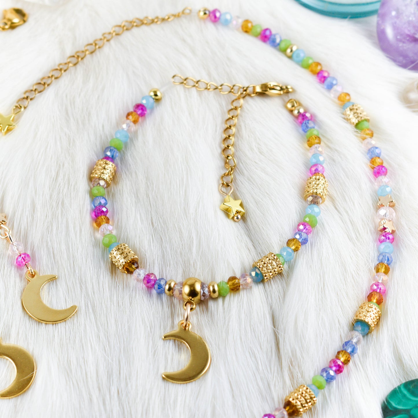 Colorful Moon and Star Bracelet
