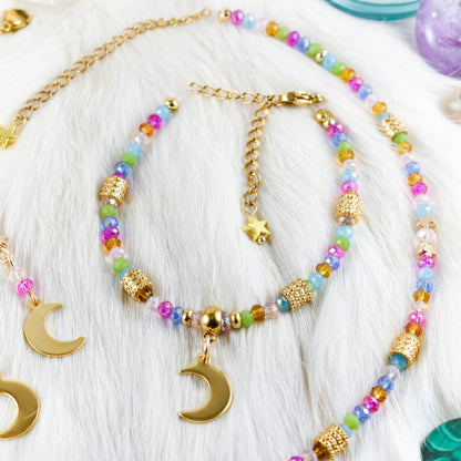 Colorful Moon and Star Bracelet