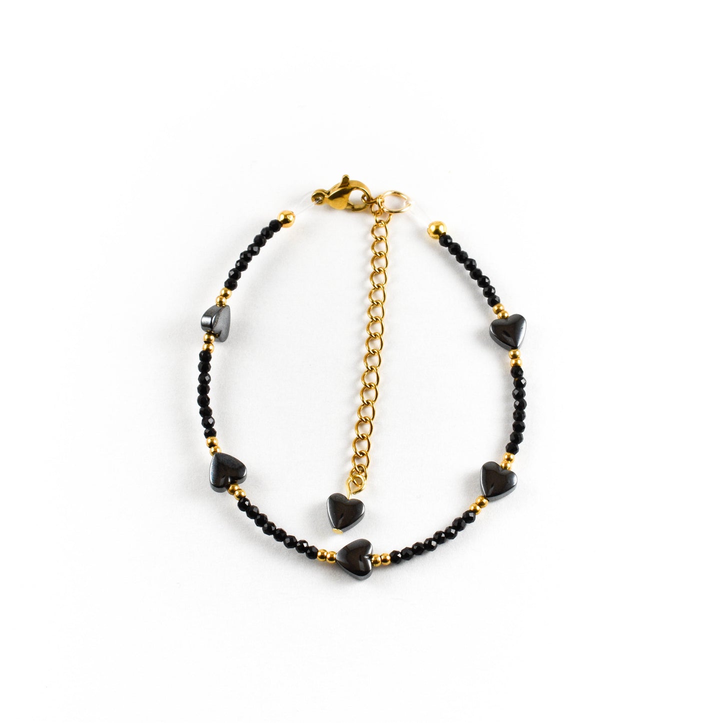 String of Hearts Hematite Bracelet
