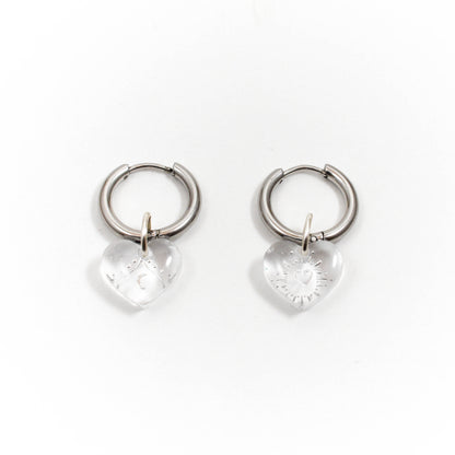Locked In Silver Heart Earrings