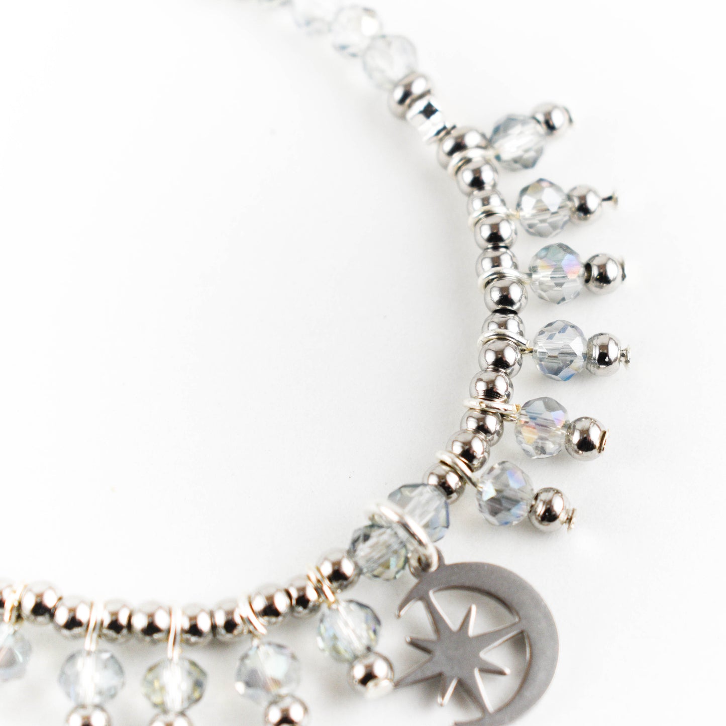 Indigo North Star and Moon Beaded Bracelet
