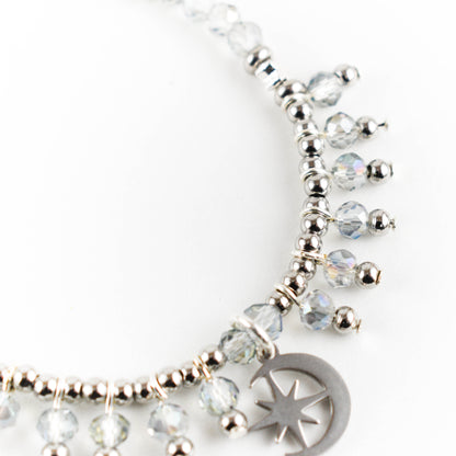 Indigo North Star and Moon Beaded Bracelet