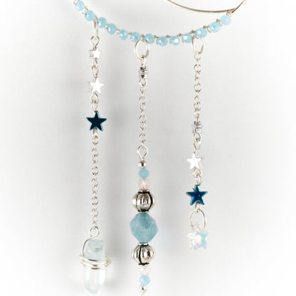 Baby Blue Quartz Moon Suncatcher