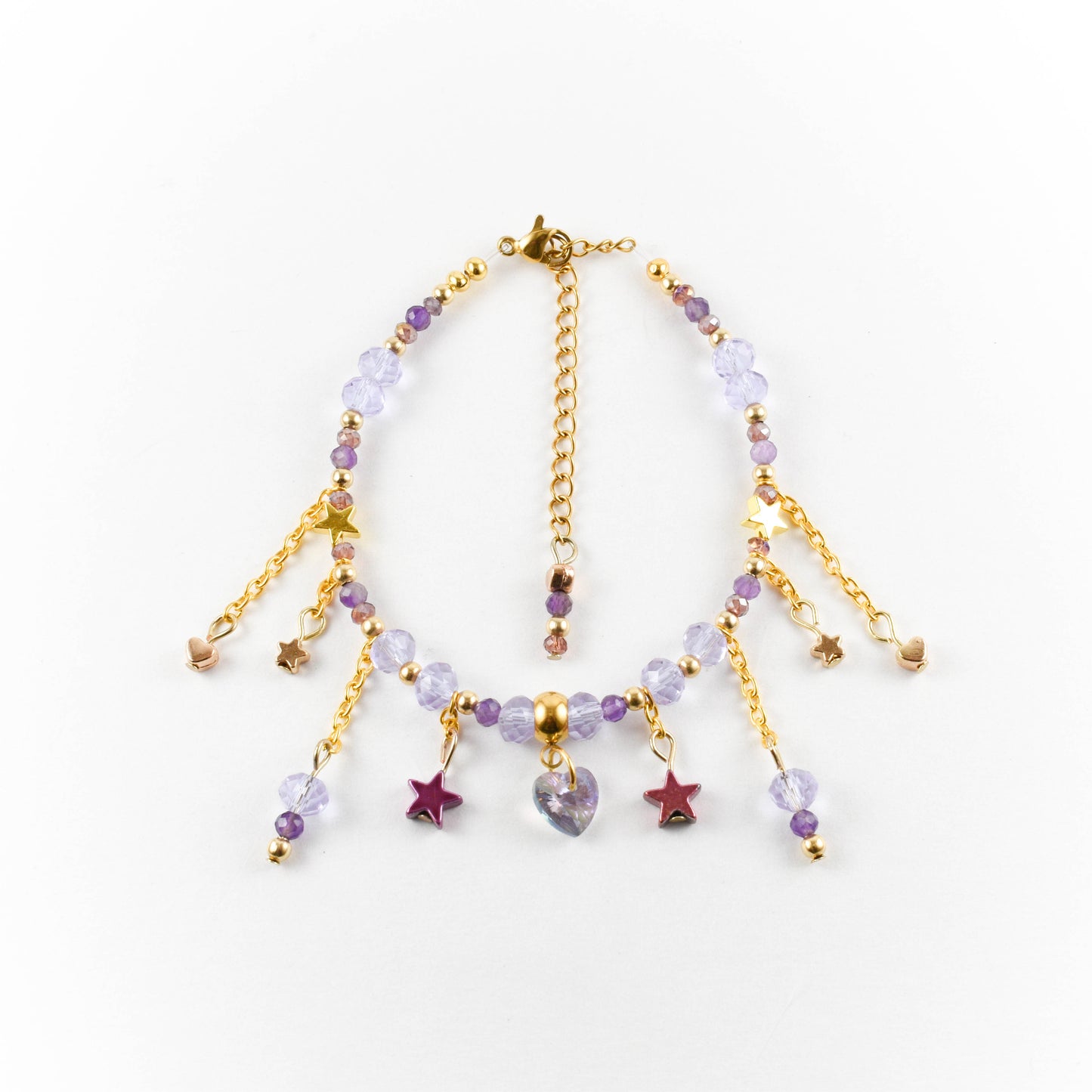 Purple Love Golden Beaded Bracelet