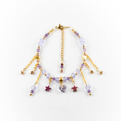 Purple Love Golden Beaded Bracelet
