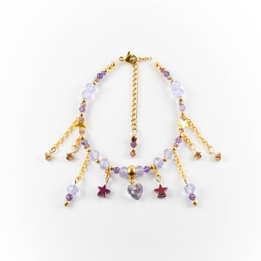 Purple Love Golden Beaded Bracelet