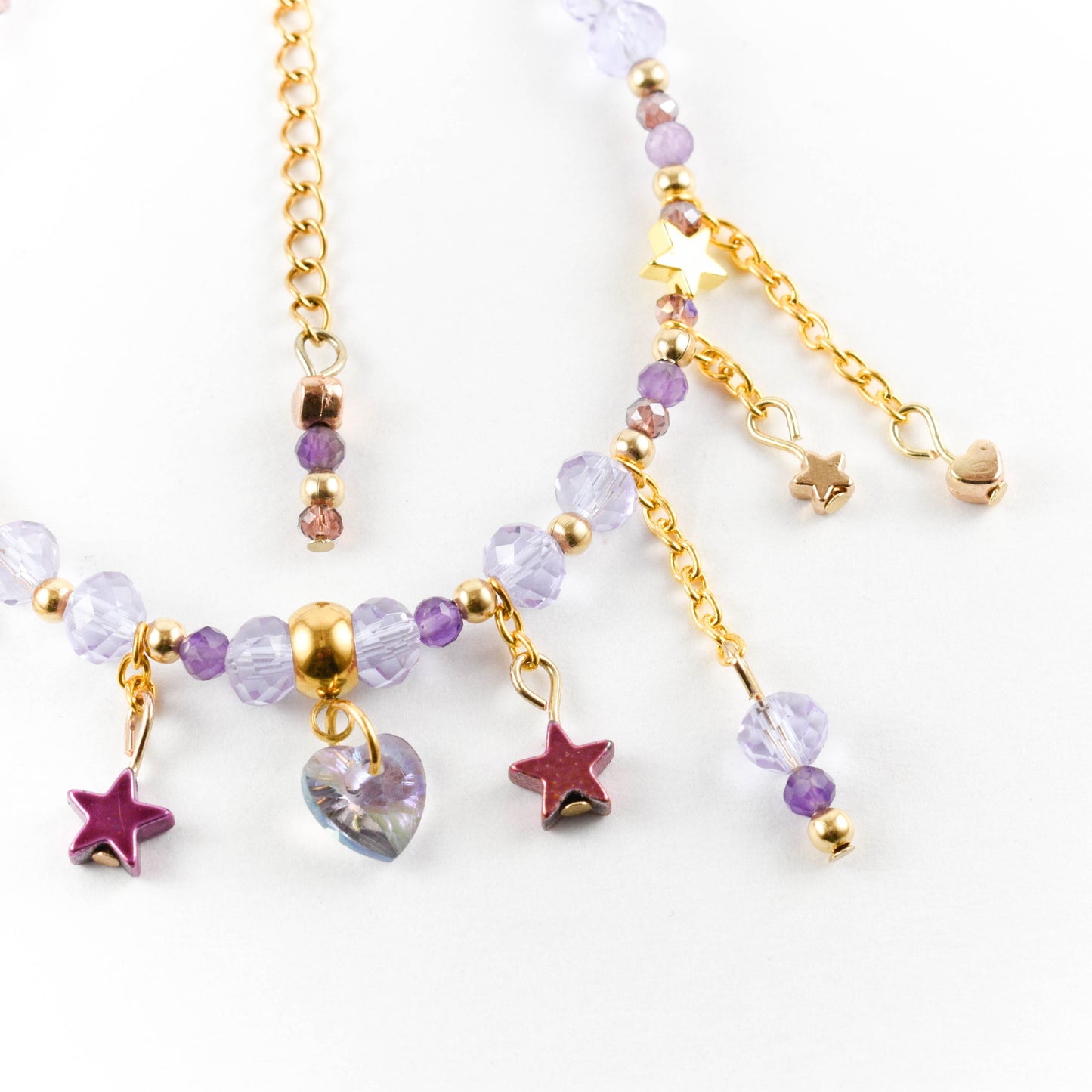 Purple Love Golden Beaded Bracelet