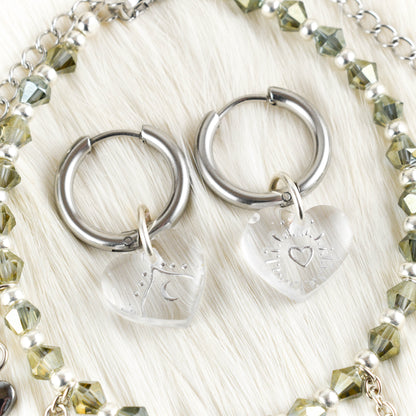 Locked In Silver Heart Earrings
