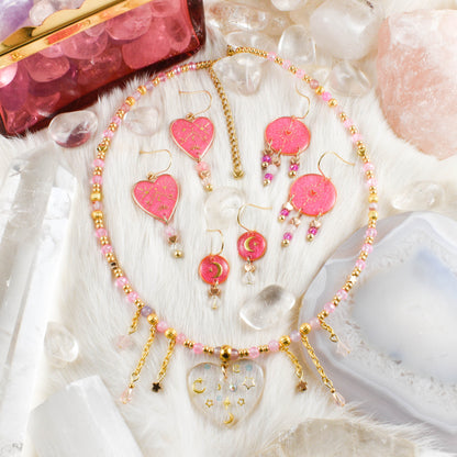 Pink Moon Gold Earrings