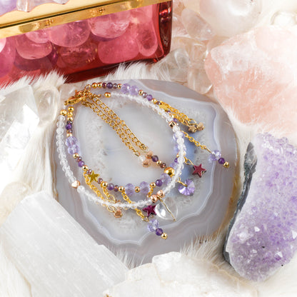 Purple Love Golden Beaded Bracelet