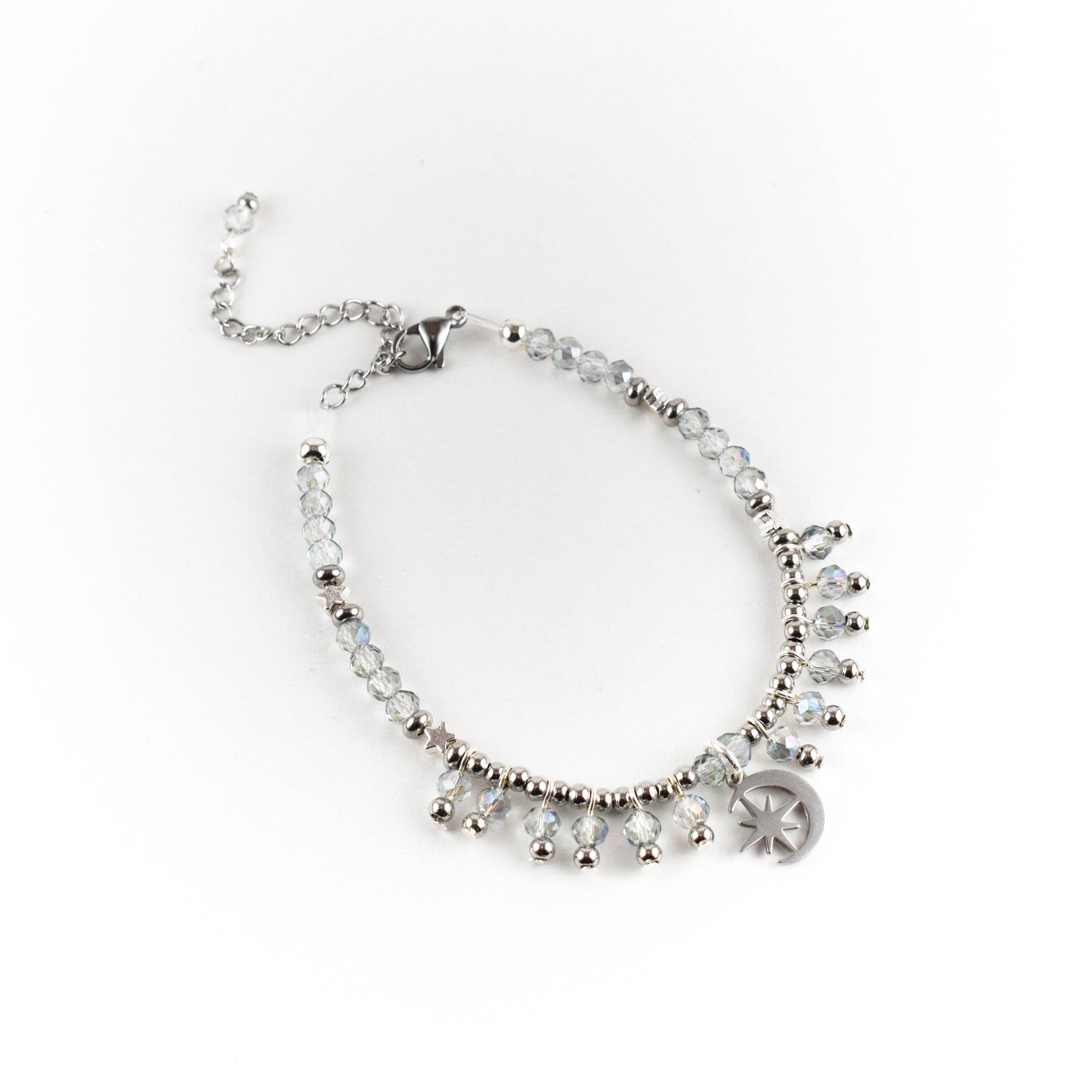 Indigo North Star and Moon Beaded Bracelet