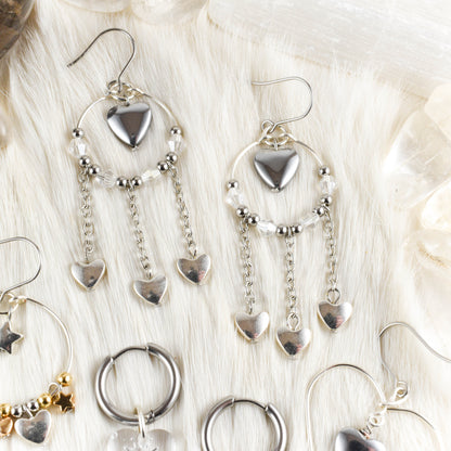 Silver Heart of Armor Earrings