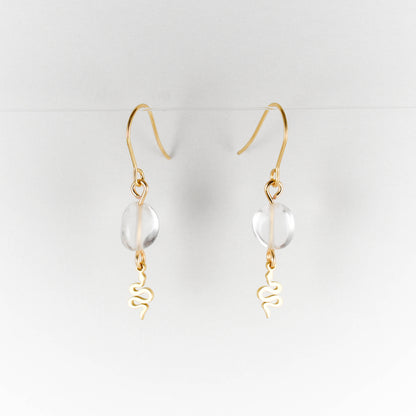 Clear Quartz and Golden Snake Earrings