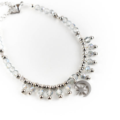 Indigo North Star and Moon Beaded Bracelet