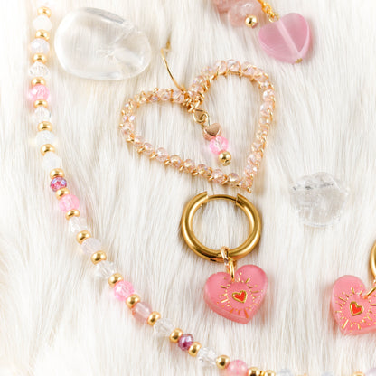 Rose Gold Wire Wrapped Heart Earrings