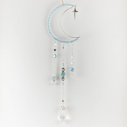 Baby Blue Quartz Moon Suncatcher