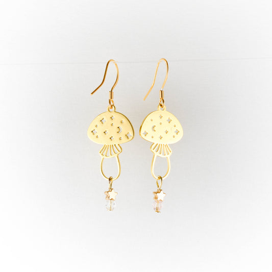 Golden Mushroom Earrings
