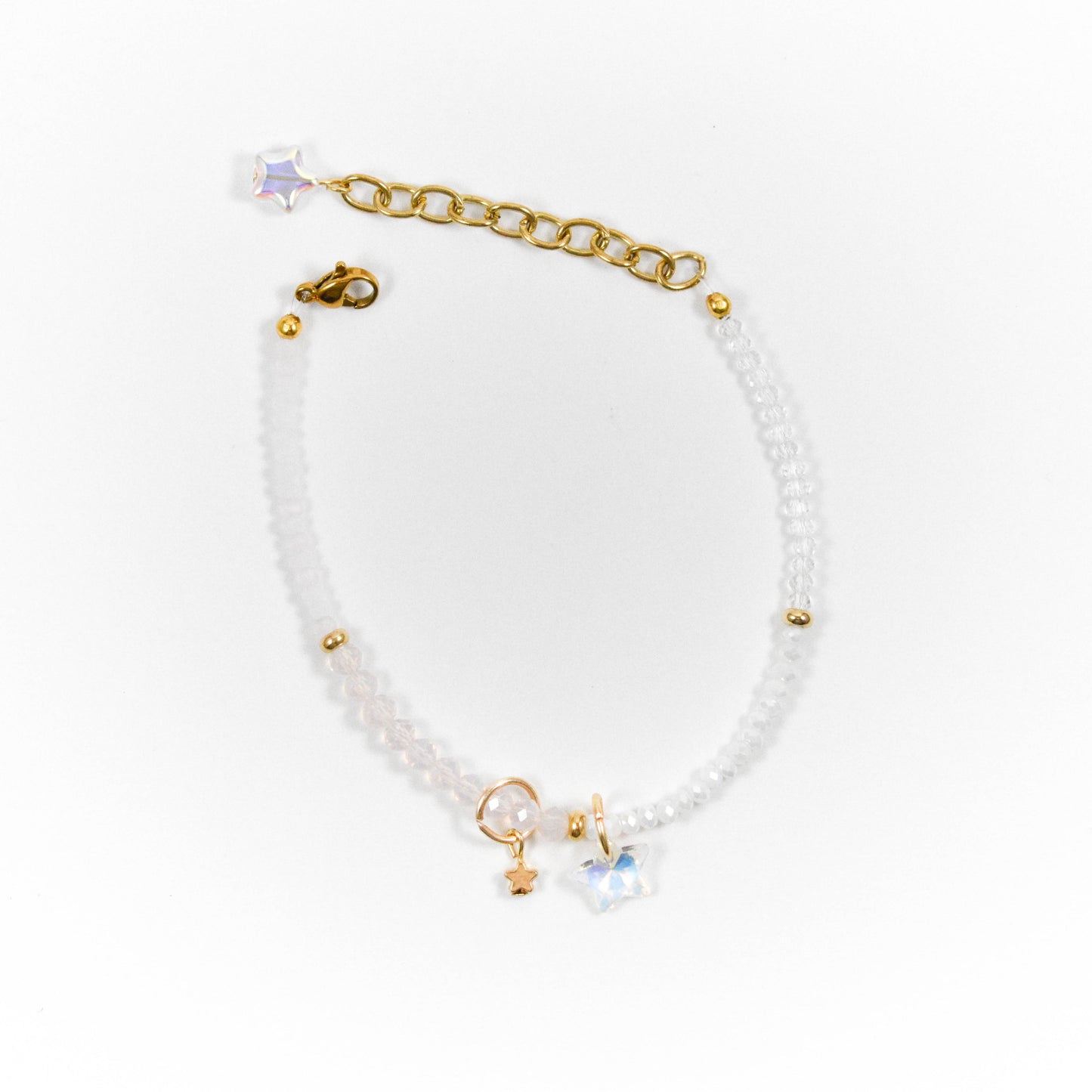 Iridescent White Star Beaded Bracelet
