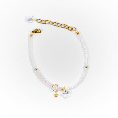 Iridescent White Star Beaded Bracelet