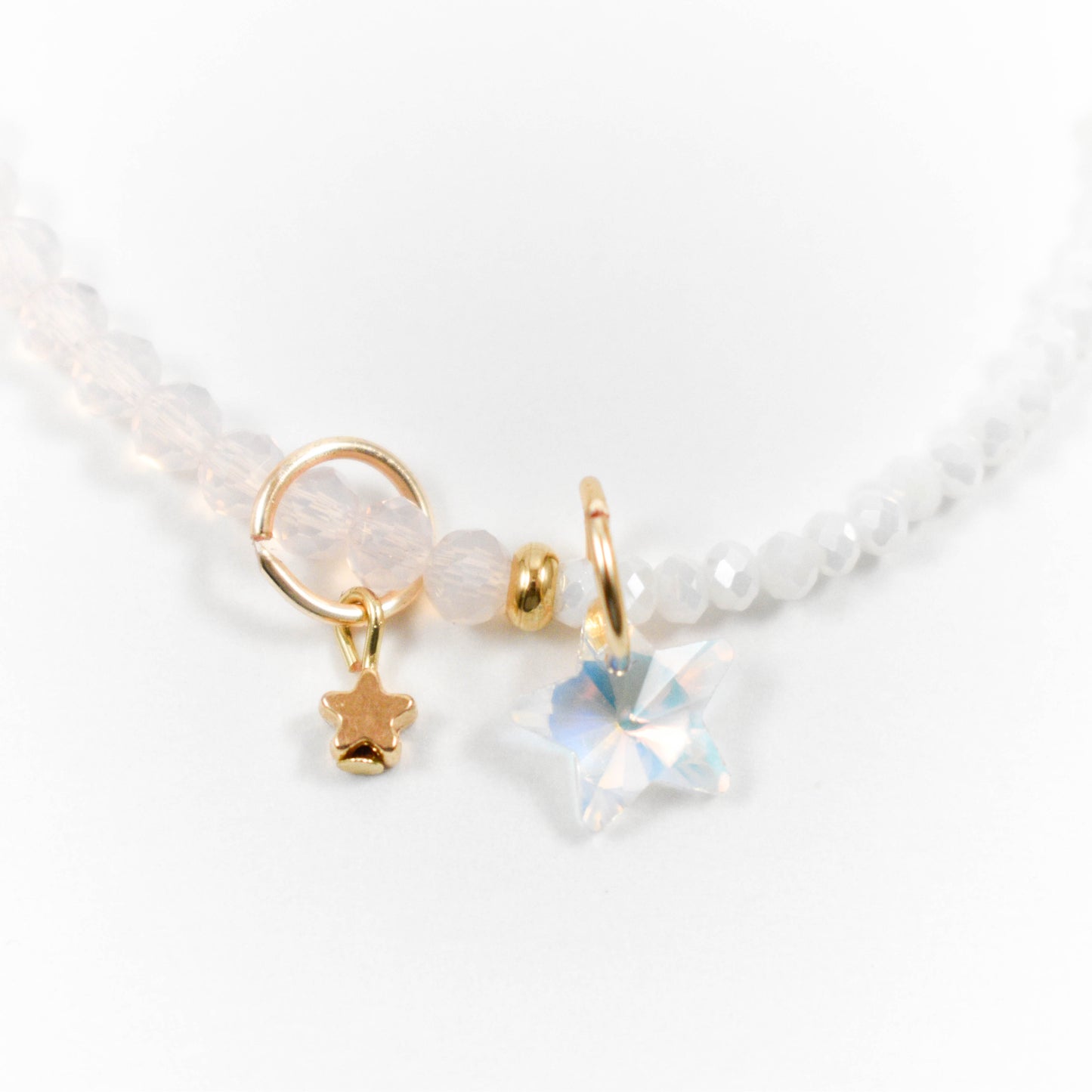Iridescent White Star Beaded Bracelet