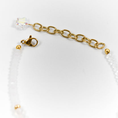 Iridescent White Star Beaded Bracelet