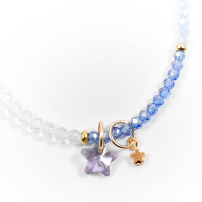 Iridescent Indigo Star Beaded Bracelet