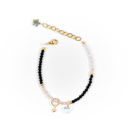 Iridescent Black Star Beaded Bracelet