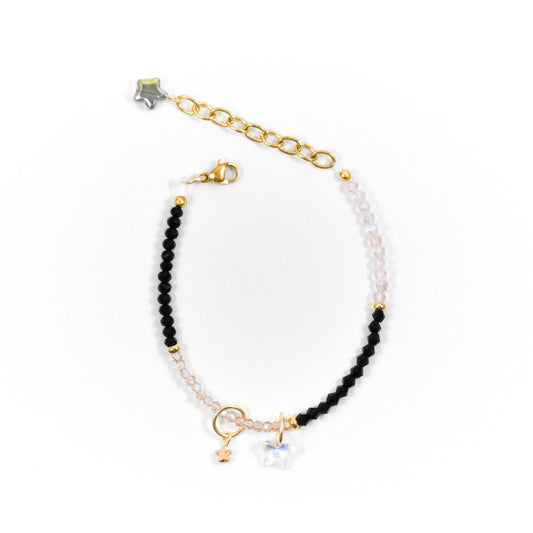 Iridescent Black Star Beaded Bracelet