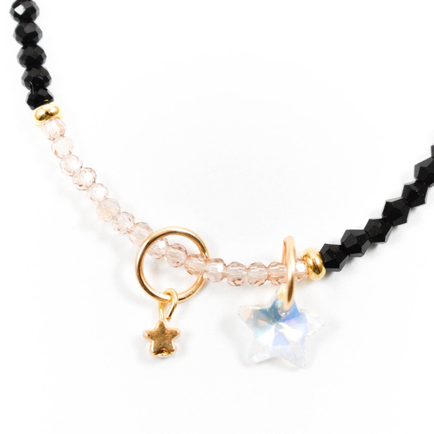 Iridescent Black Star Beaded Bracelet