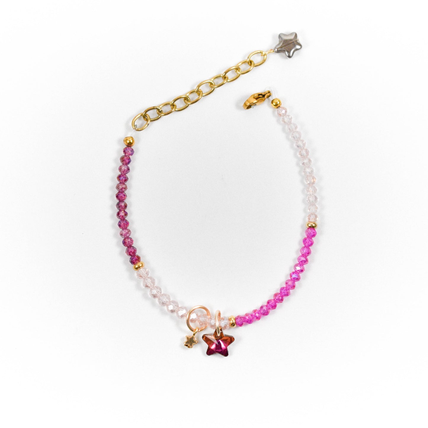 Iridescent Pink Star Beaded Bracelet
