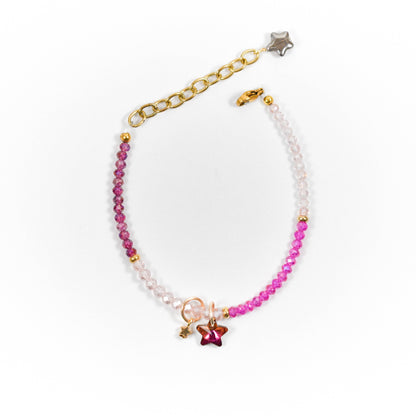 Iridescent Pink Star Beaded Bracelet
