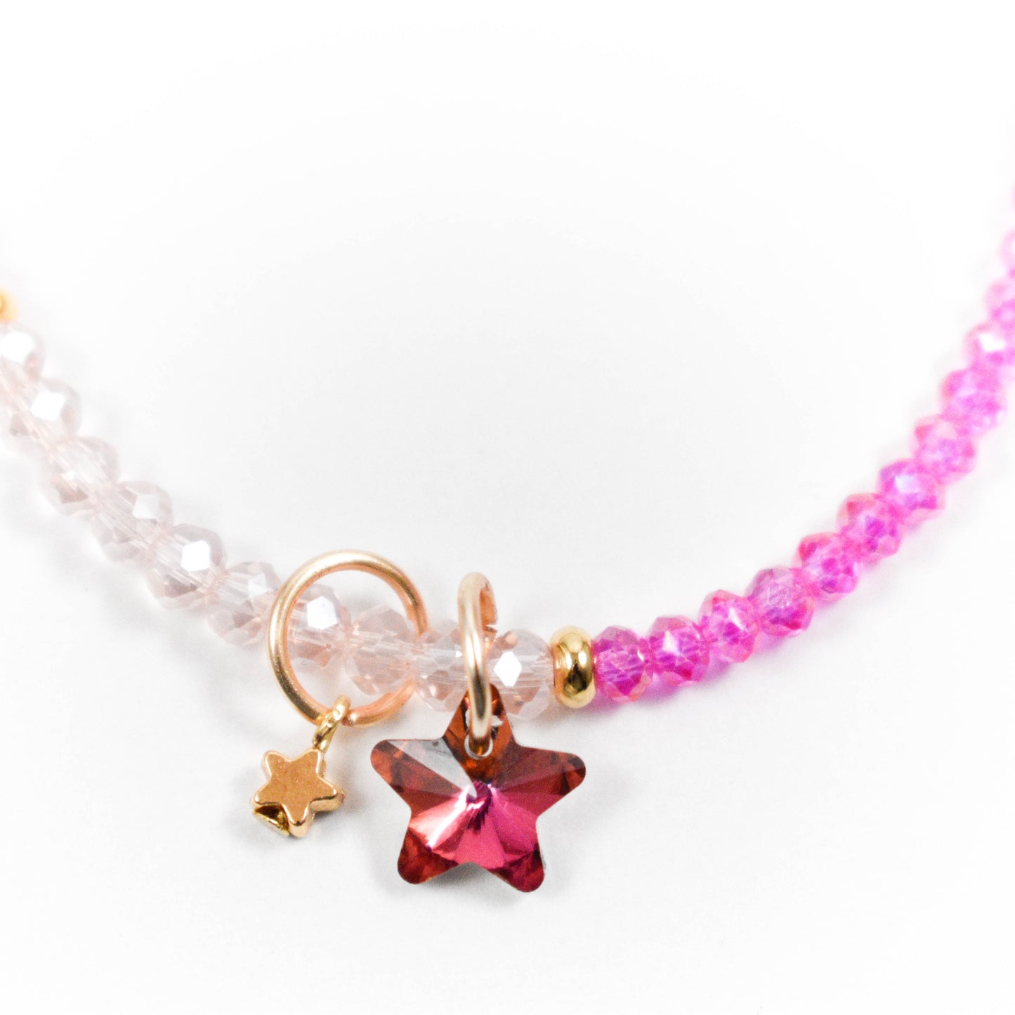 Iridescent Pink Star Beaded Bracelet