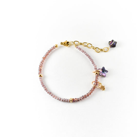 Iridescent Magenta Star Beaded Bracelet