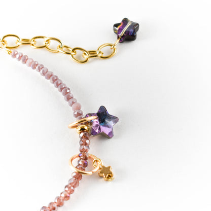 Iridescent Magenta Star Beaded Bracelet