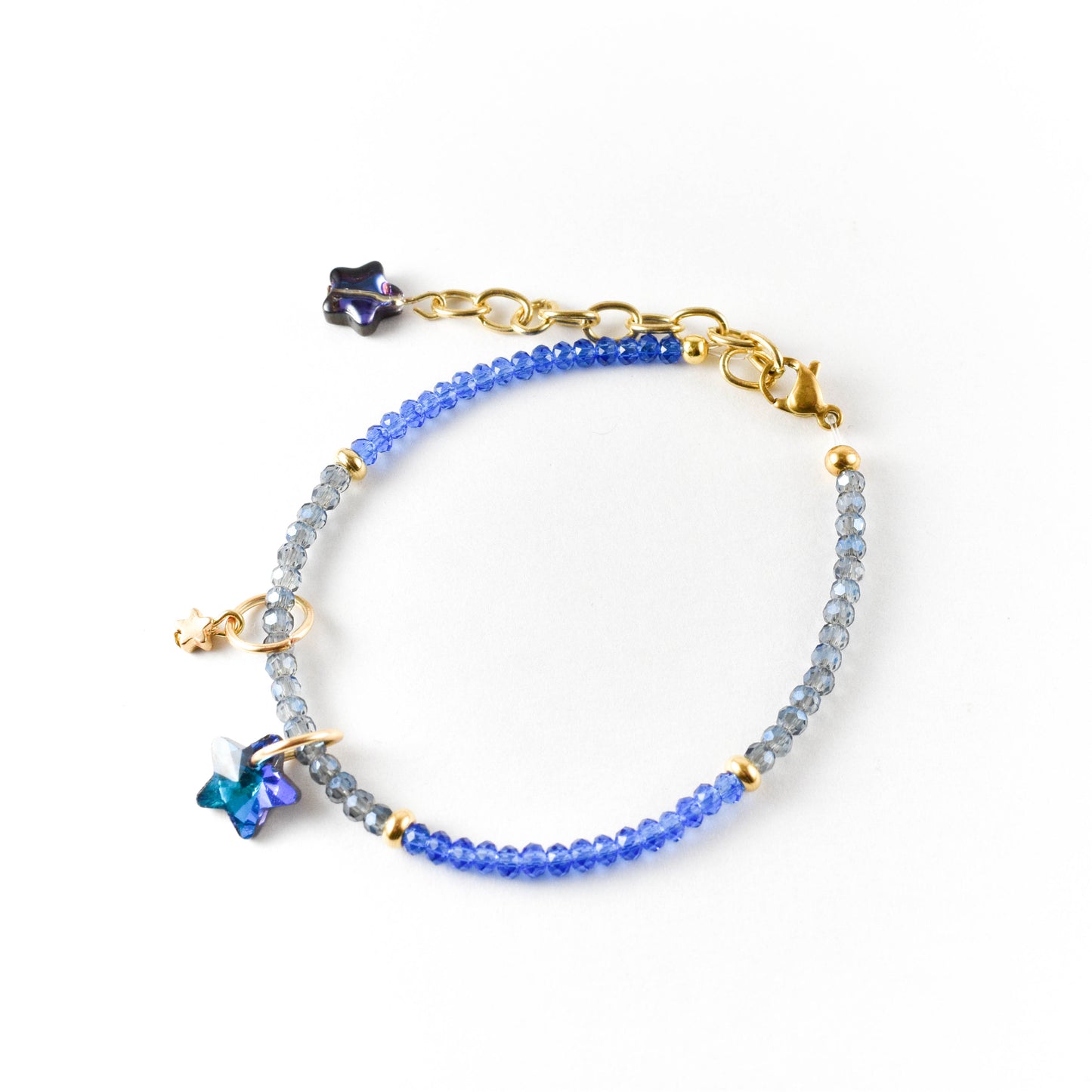 Iridescent Blue Star Beaded Bracelet