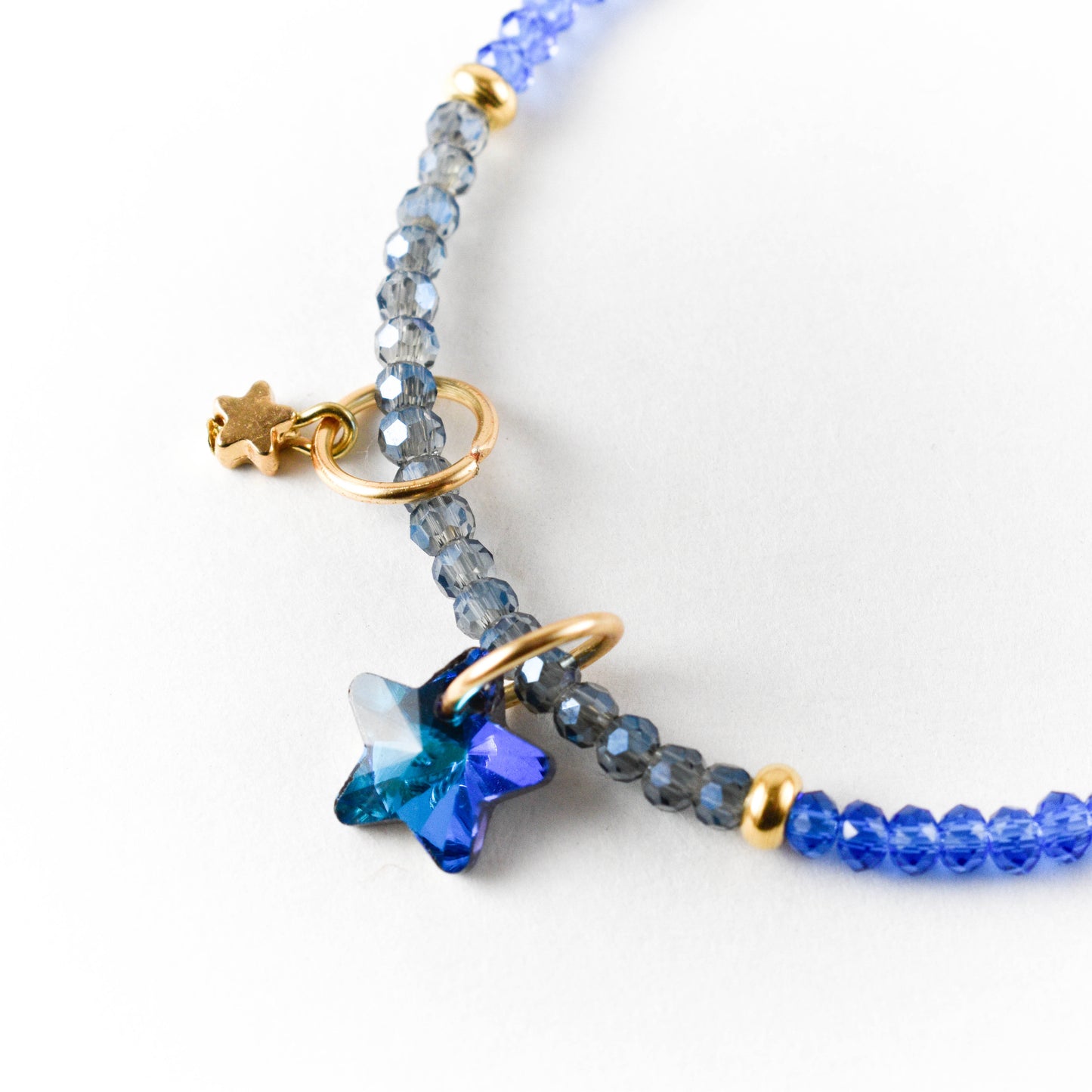 Iridescent Blue Star Beaded Bracelet