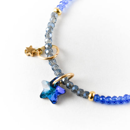 Iridescent Blue Star Beaded Bracelet
