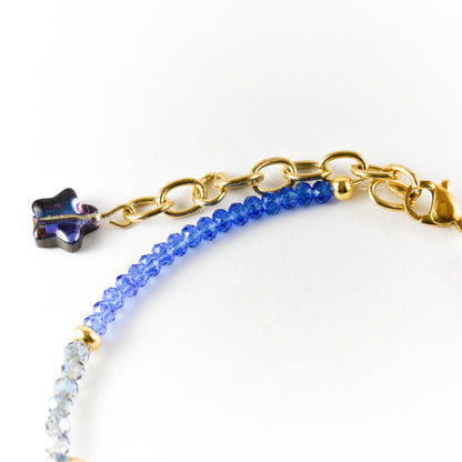Iridescent Blue Star Beaded Bracelet