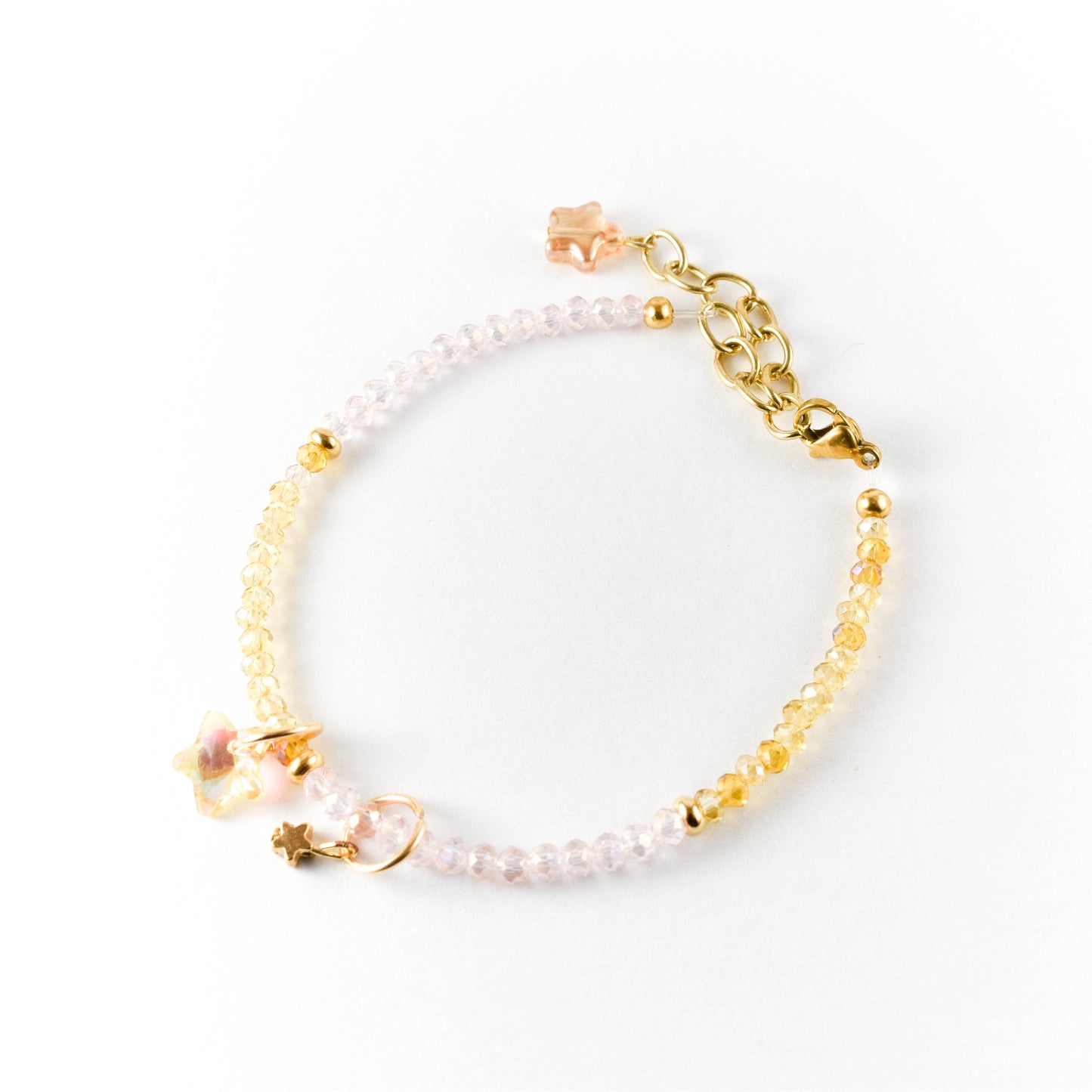 Iridescent Yellow Star Beaded Bracelet