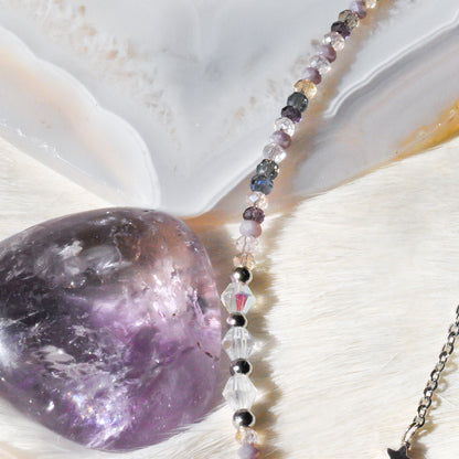 Lavendar & Peach Star Silver Necklace