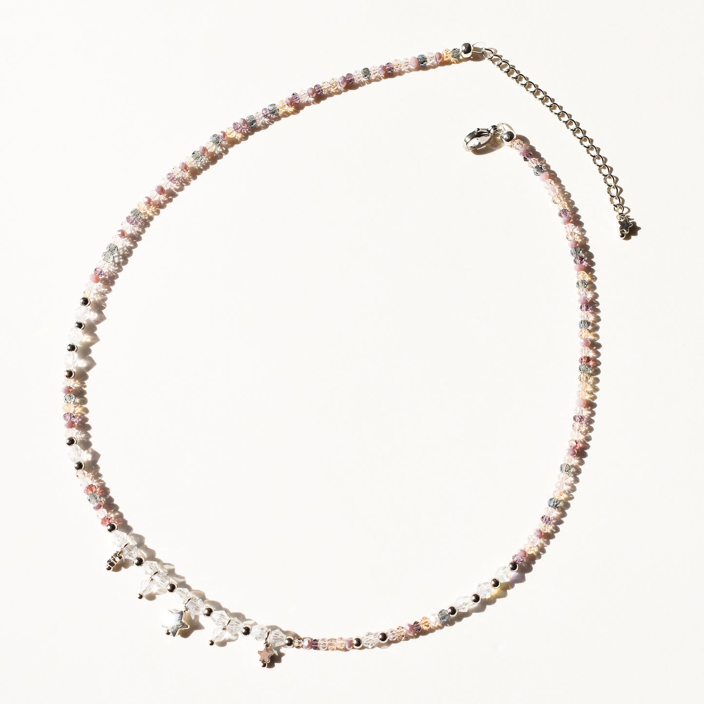 Lavendar & Peach Star Silver Necklace