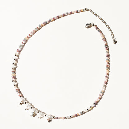 Lavendar & Peach Star Silver Necklace