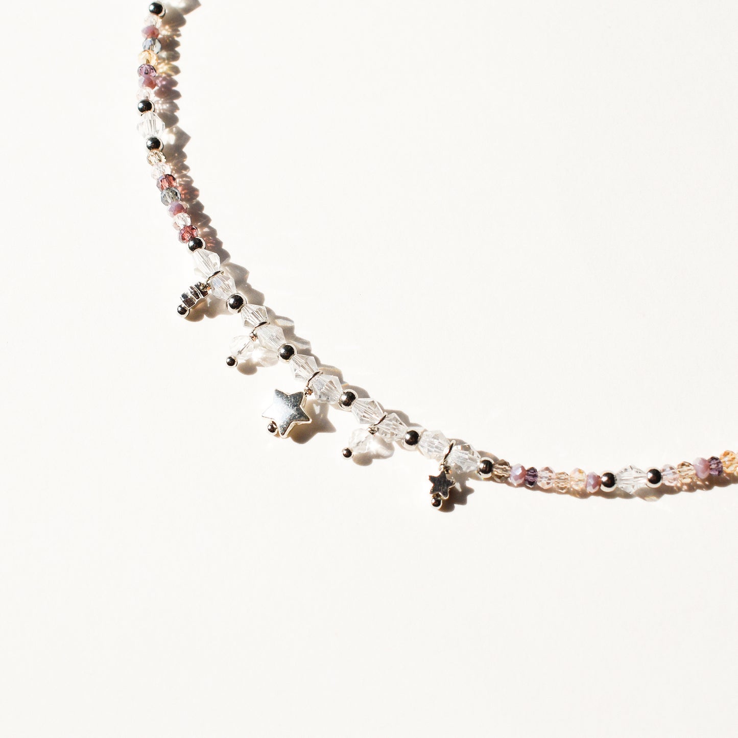 Lavendar & Peach Star Silver Necklace