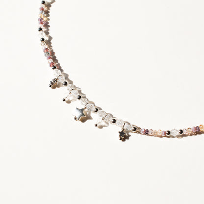 Lavendar & Peach Star Silver Necklace