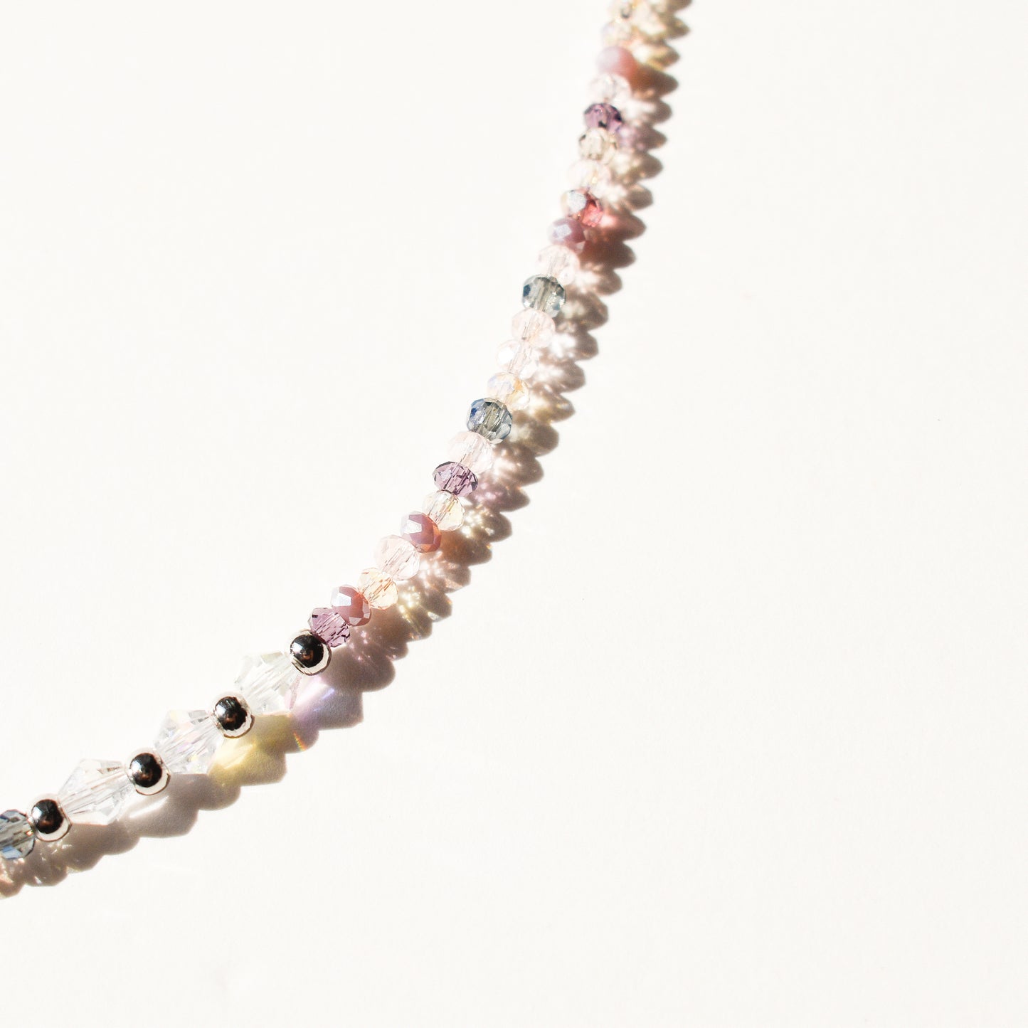 Lavendar & Peach Star Silver Necklace