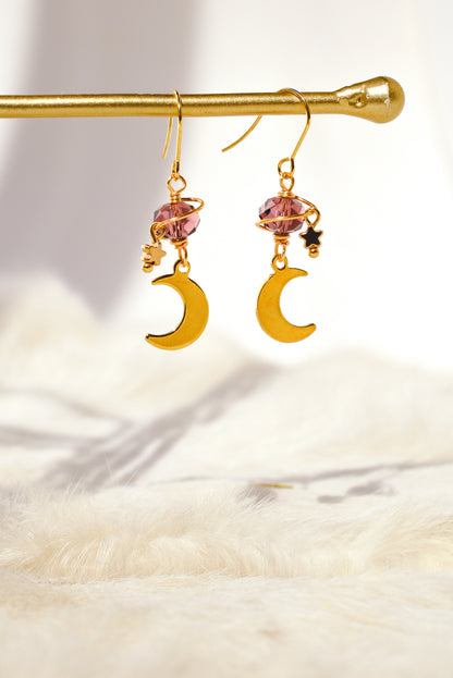 Purple Crystal Planet Earrings