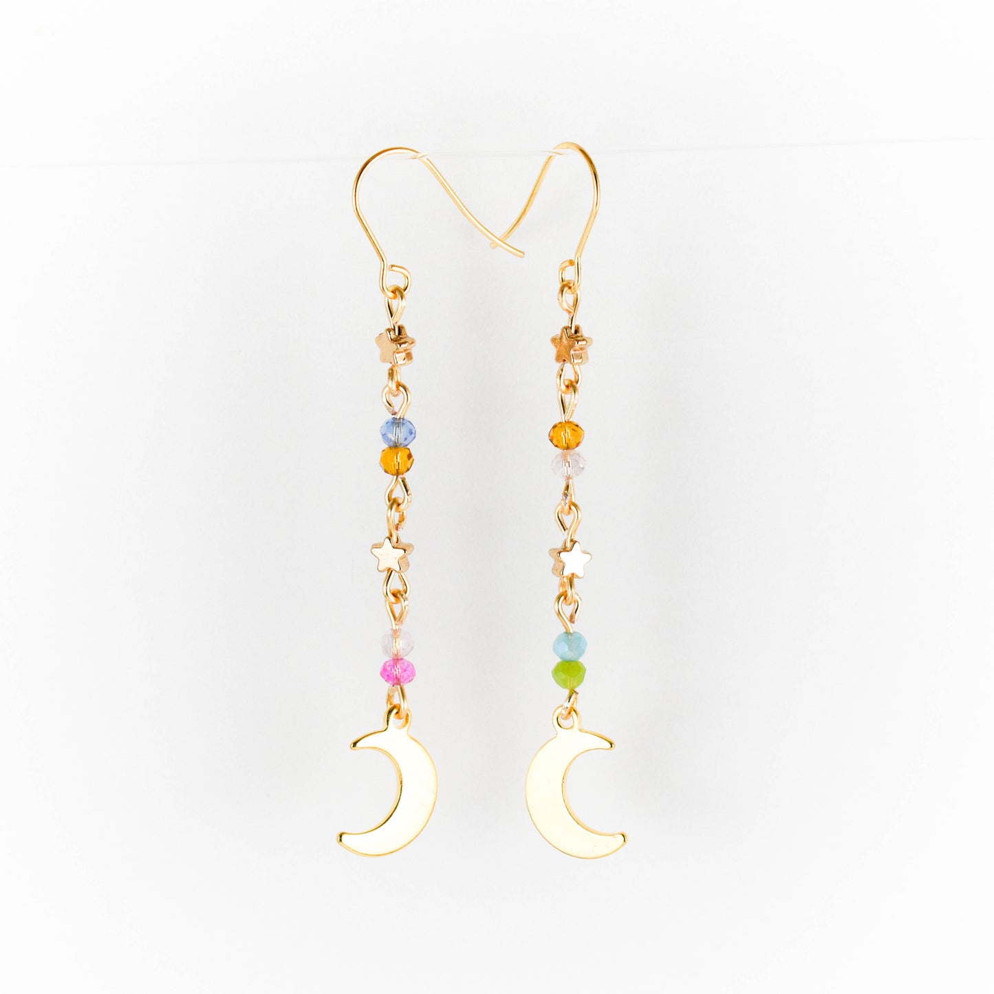 Colorful Moon and Star Earrings